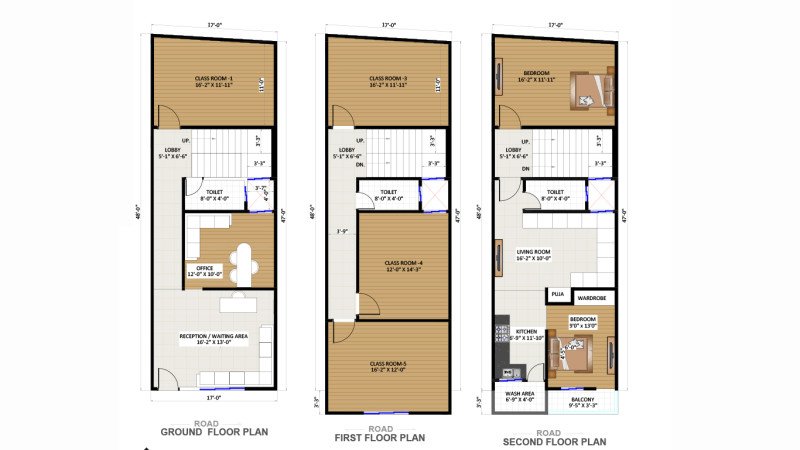 17x48 G+2 Floor Plan | Commercial + Residential Modern Layout by Naksha Store